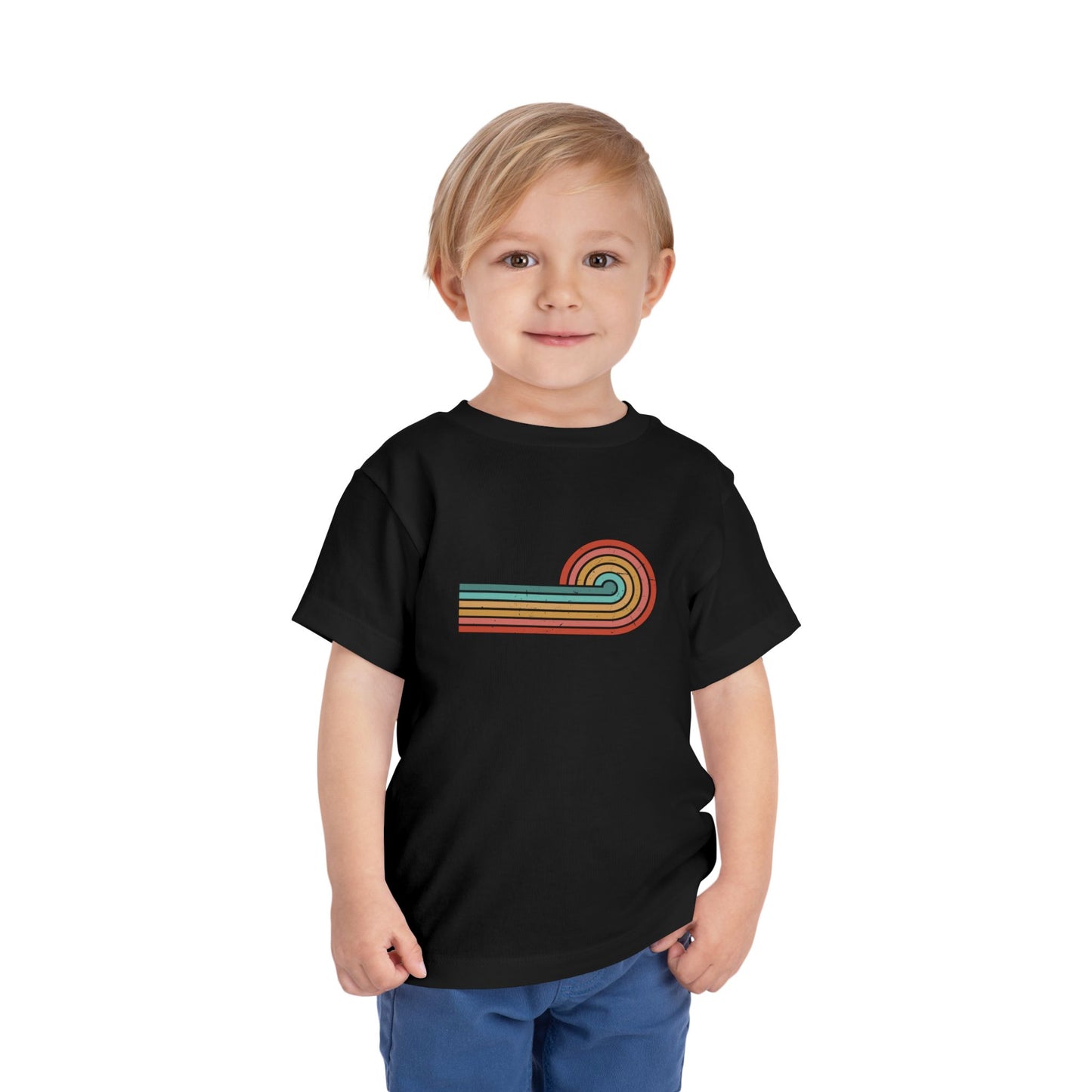 Retro Sunset Distressed Toddler Short Sleeve T-Shirt
