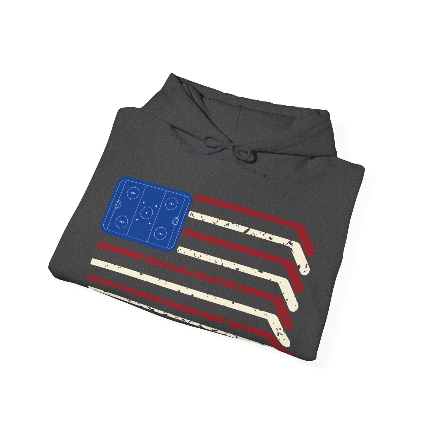 USA Flag Hockey Distressed Adult Unisex Beach Hooded Sweatshirt