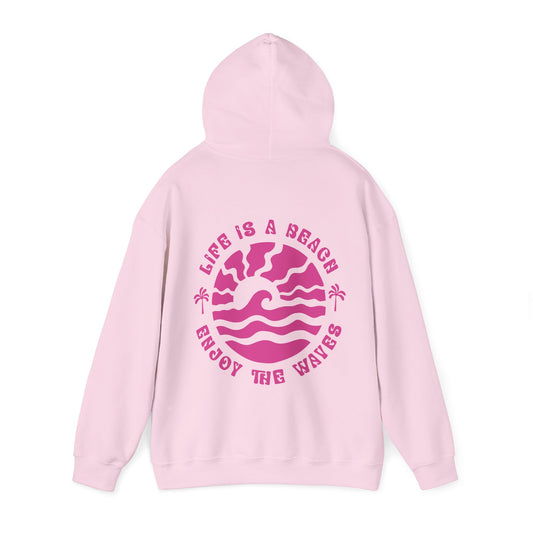 Pink or Blue Enjoy the Waves Unisex Beach Hooded Sweatshirt