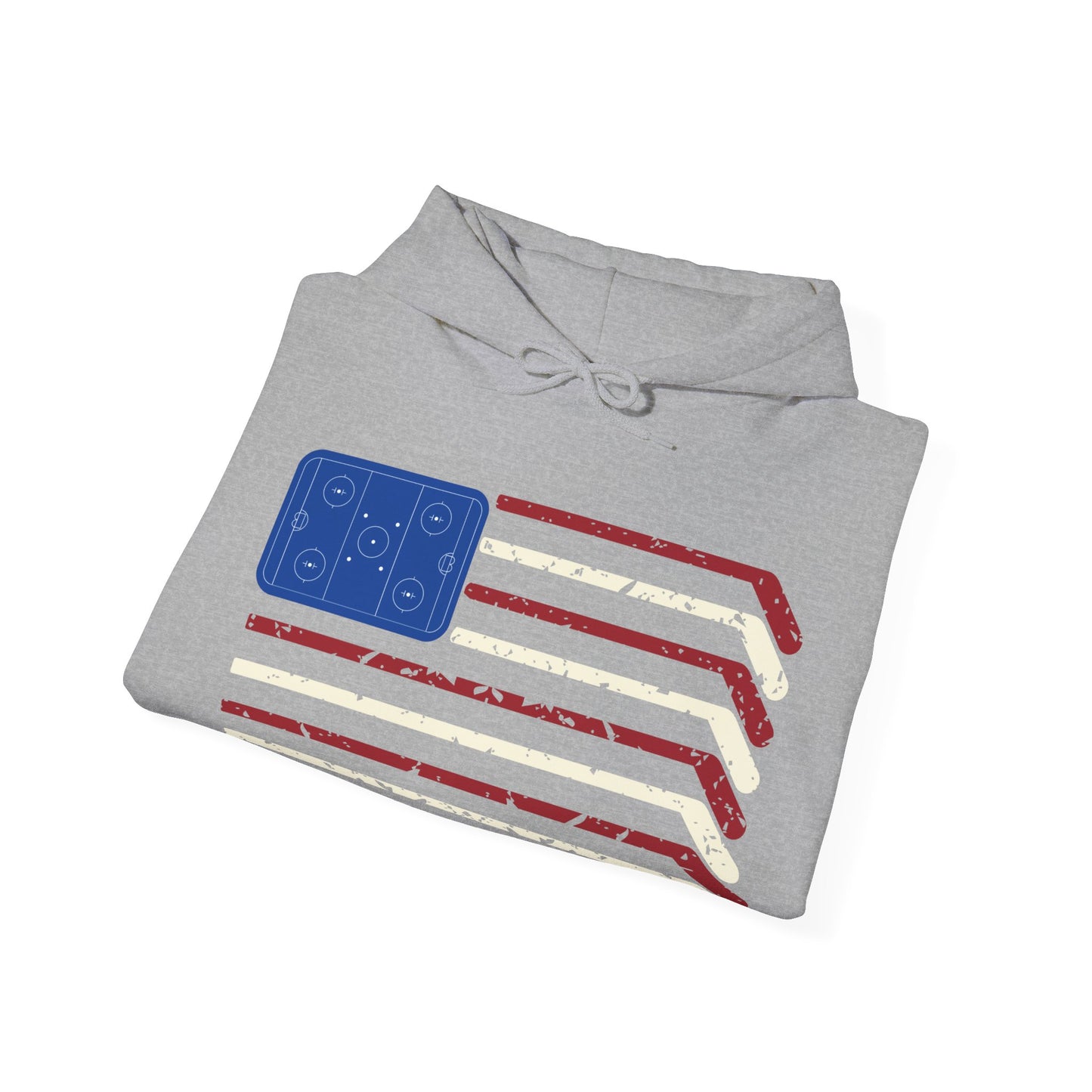 USA Flag Hockey Distressed Adult Unisex Beach Hooded Sweatshirt