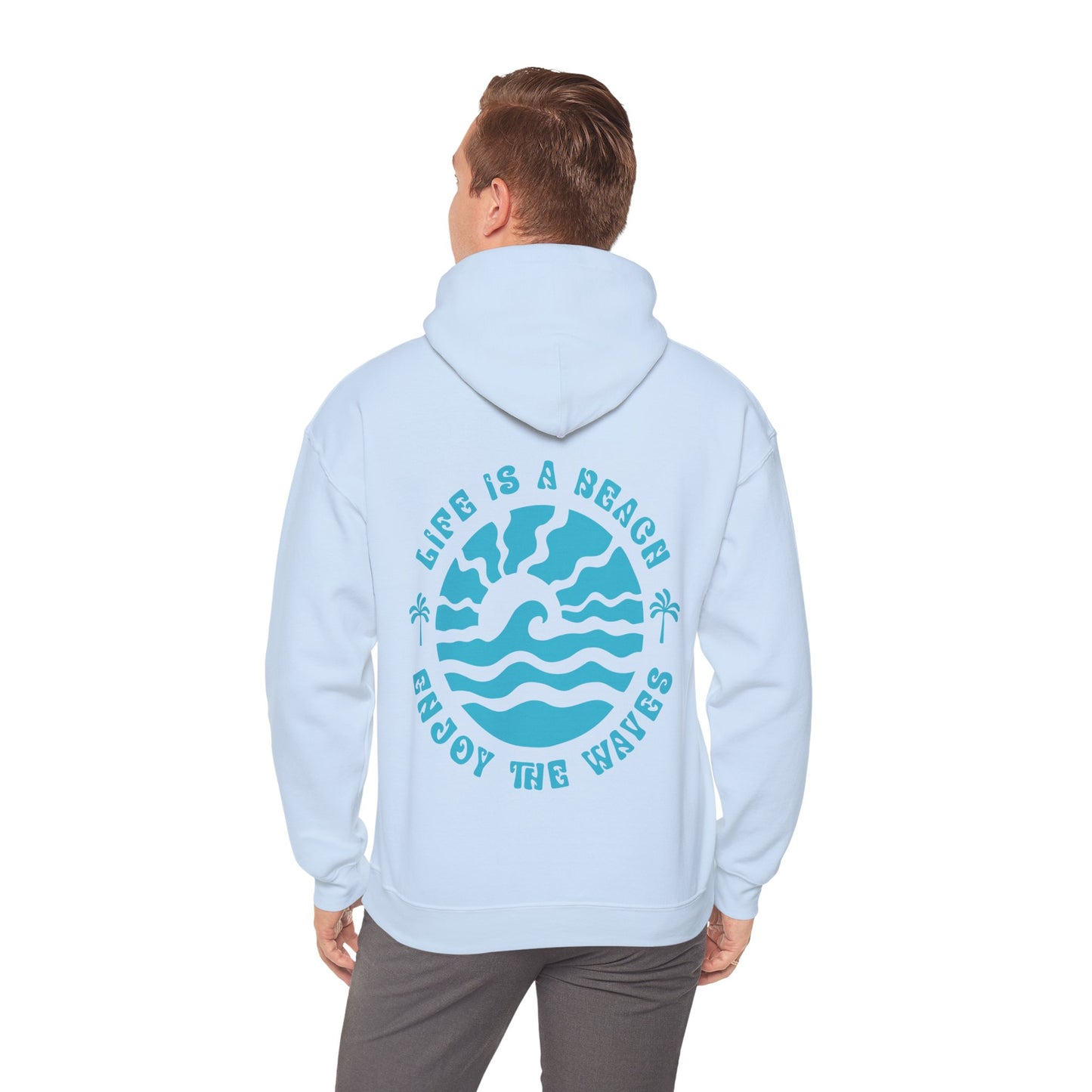 Pink or Blue Enjoy the Waves Unisex Beach Hooded Sweatshirt