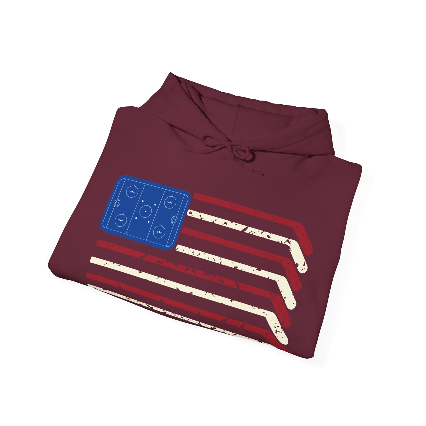 USA Flag Hockey Distressed Adult Unisex Beach Hooded Sweatshirt